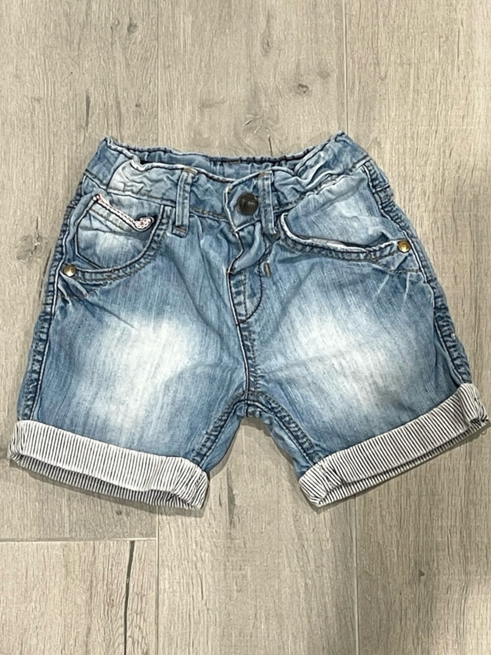 ZARA Baby Denim Shorts 18–24 Months Light Wash Rolled Hem Toddler